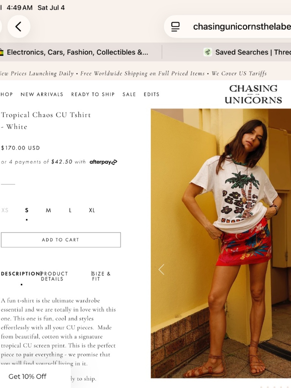Chasing Unicorns Tropical Chaos Tee Small